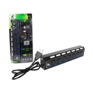 Hub Usb 3.0 - 7 Portas Chaveada C/ Led Indicador Azul