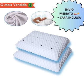 KIT Travesseiro MAGNÉTICO Ortopédico Perfil Médio Anti Ronco Terapêutico + FRONHA CETIM