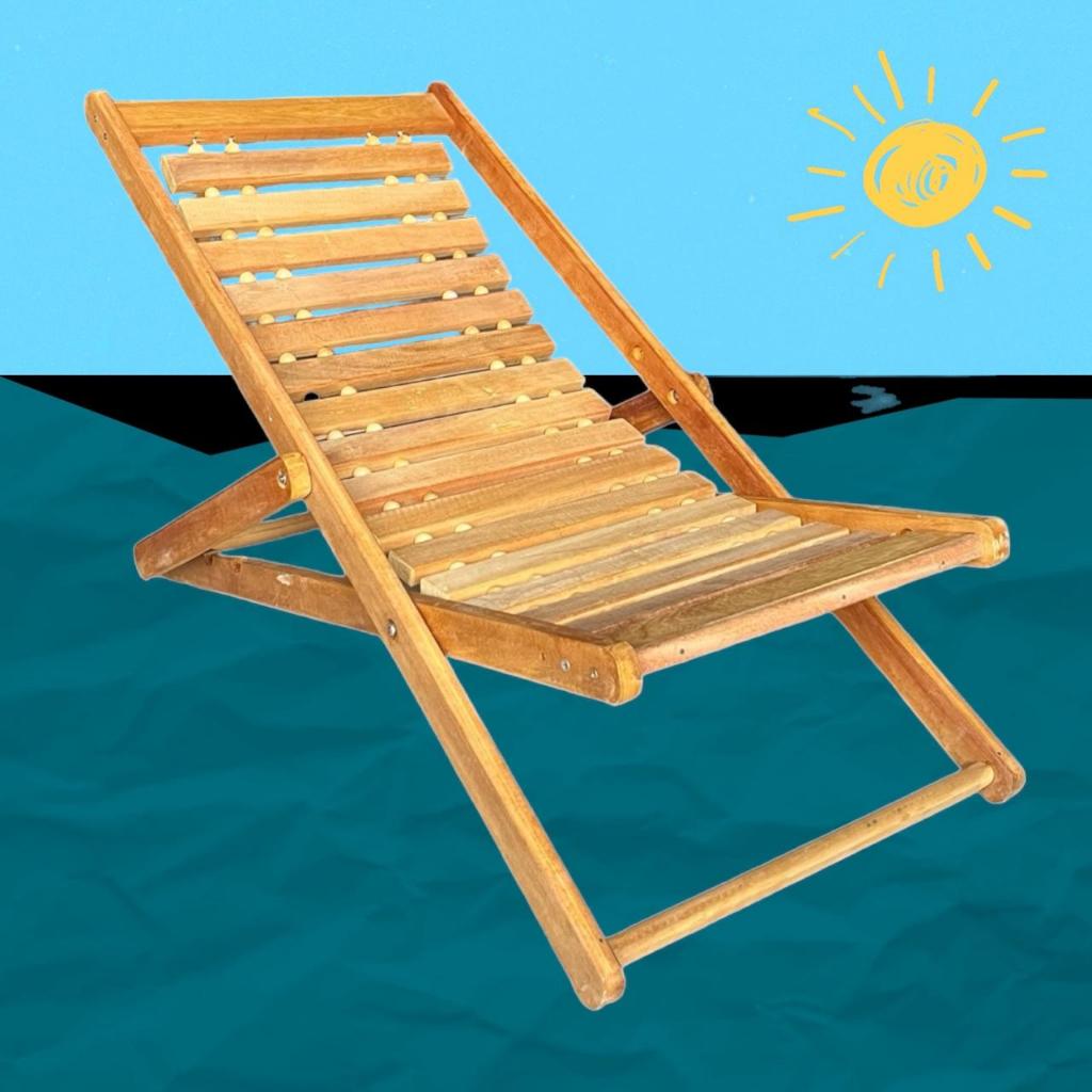 Cadeira de Piscinina Espreguiçadeira com Braço Madeira Maciça Cadeira da Vovó