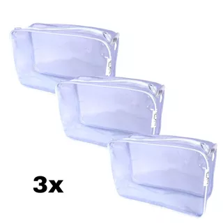 Kit com 3 Necessaire transparente e GELO  23X15 em Oferta na Shopee