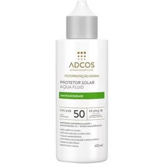 ADCOS, Protetor Solar Facial Adcos Aqua Fluid FPS50 Incolor/tonalizante - 40ml