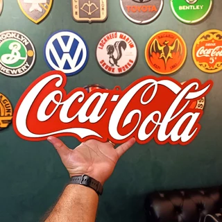 Placa Decorativa Coca-Cola Logo 3D Alto Relevo Decoração Área Gourmet Garagem