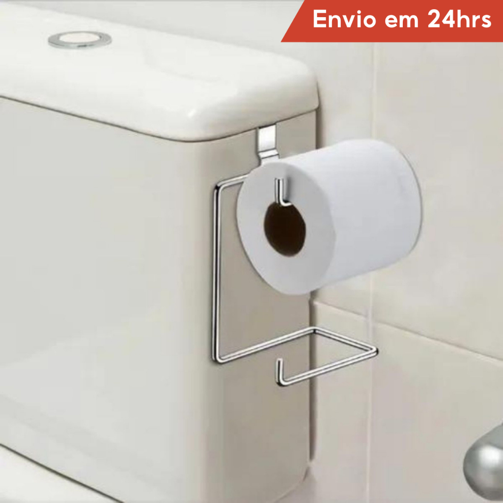 Suporte Papel Higiênico Duplo Para Caixa Acoplada Cromado Banheiro