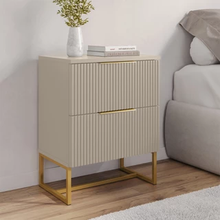 Mesa de Cabeceira Estilo Industrial 2 Gavetas Ripadas 100% MDF - LH Móveis