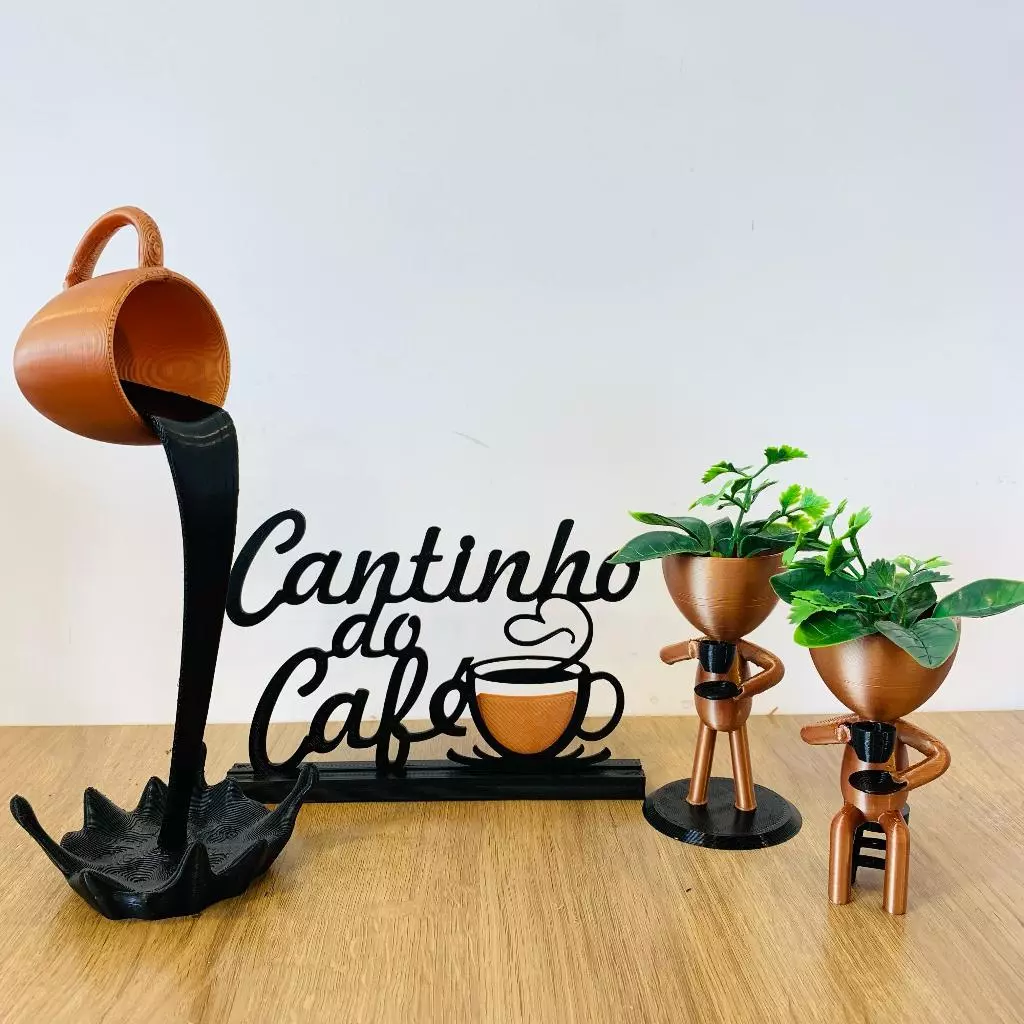 cantinho do café com xícara flutuante e bob com as plantas - Imagem 3