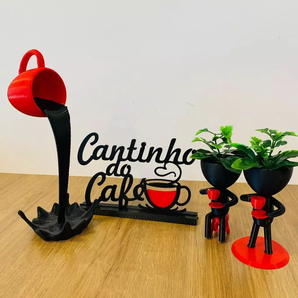 cantinho do café com xícara flutuante e bob com as plantas - Imagem 2