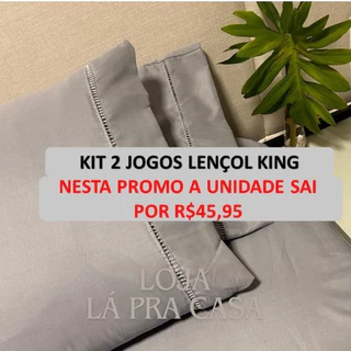 Kit 02 Jogos de Cama King Size 03 Peças 400 Fios Roupa de Cama Lençol King Micropercal Ponto Palito