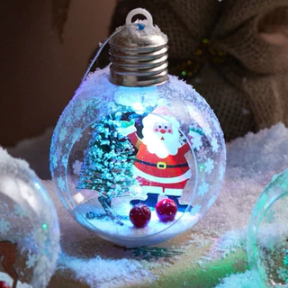Kit 4 Bolas Árvore Natal Led Pisca Pisca Luzes Papai Noel Sem Fio Varal Interno e Externo Decorado