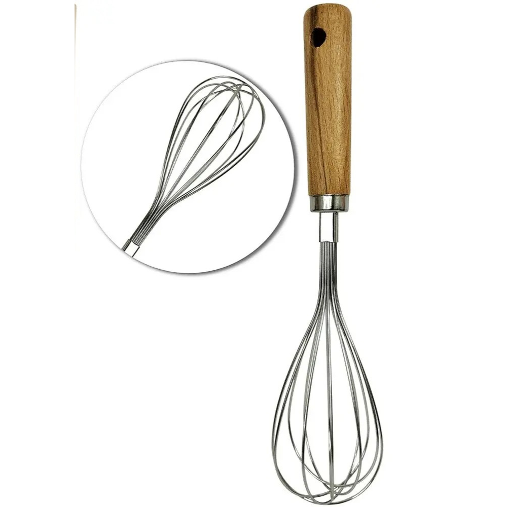 Batedor de Clara Fouet Manual de Inox com Cabo de Madeira Li