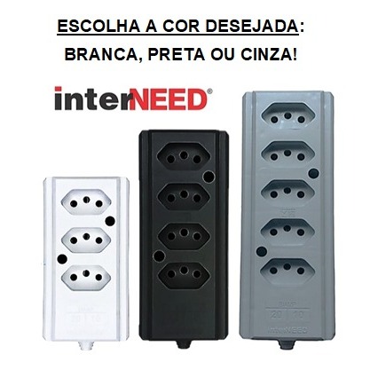 Tomada Em Barra Tripla Quadrupla e Quintupla 2P+T Biamp 20A Interneed Dupla 10A FC 3 Pinos Cinza Paralelo Tomada Extensã