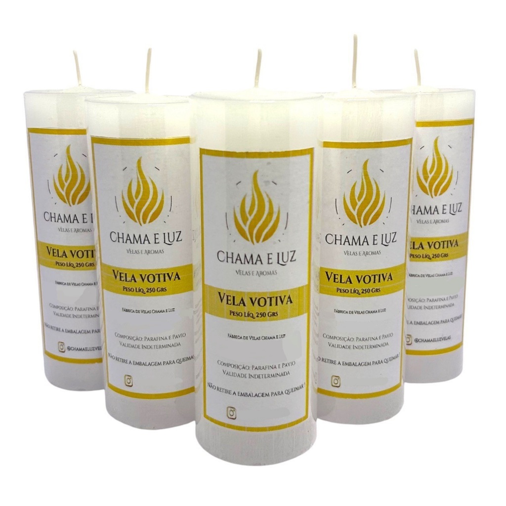 Kit Com Velas Votiva G Parafina Pura Vela De Dias Chamaeluz