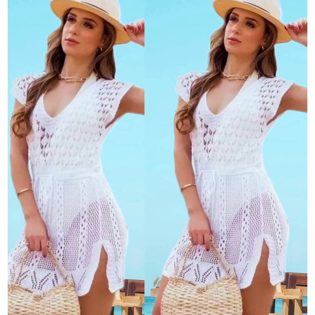 Kit 2 Saidas De Praia Vestido Trico Verao Praia Piscina Ultima Moda 24/25