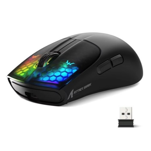 MOUSE ATTACK SHARK X5 BLACK WEIGHTLESS MOUSE RGB Wired+2.4G+BT ...