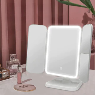 Espelho Aumento 2X/3X Camarim Iluminação Led Dobravel Maquiagem -BA0601