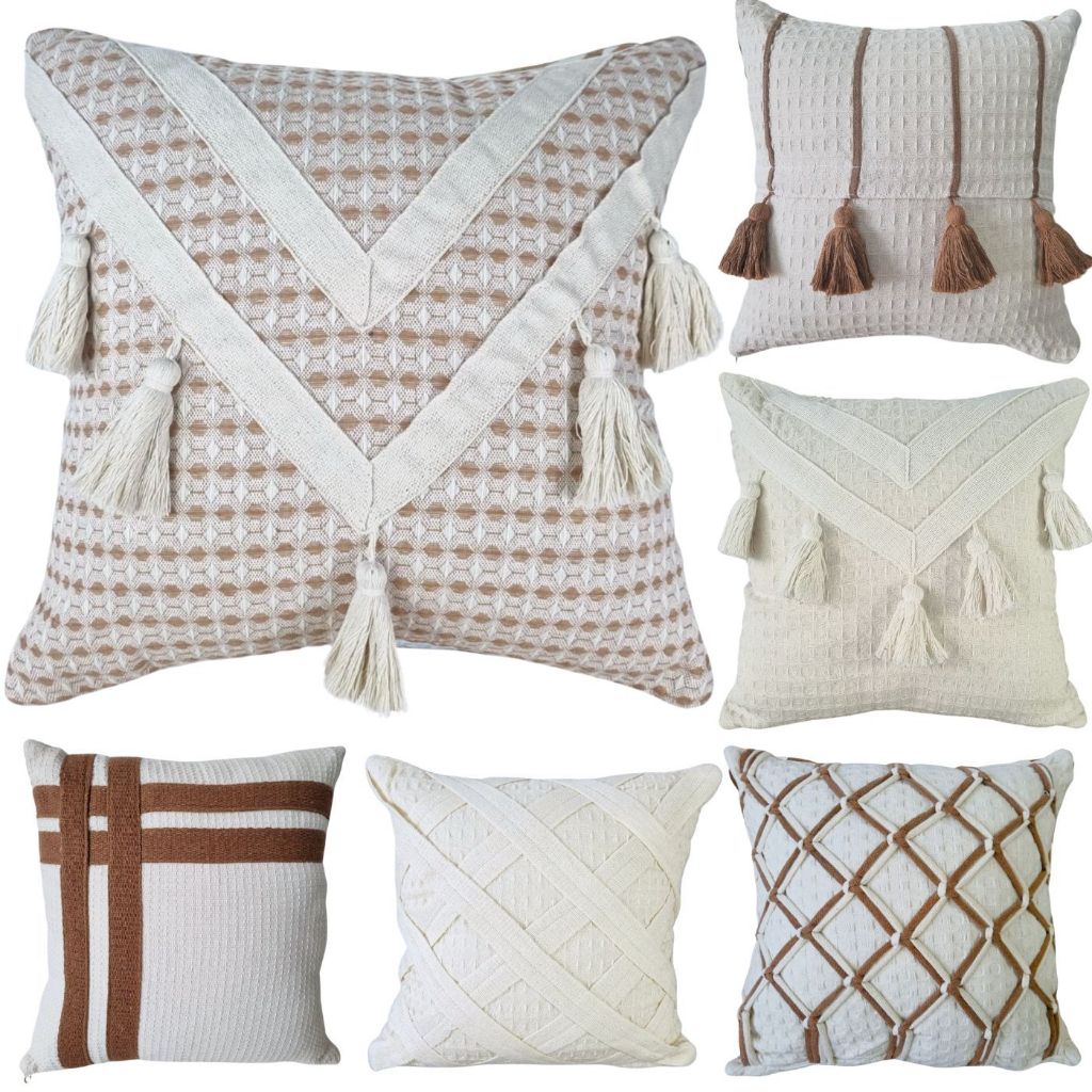 Capa de Almofada Decorativa Algodão Decorativa Estilo Boho chic Artesanal Luxo 45x45cm