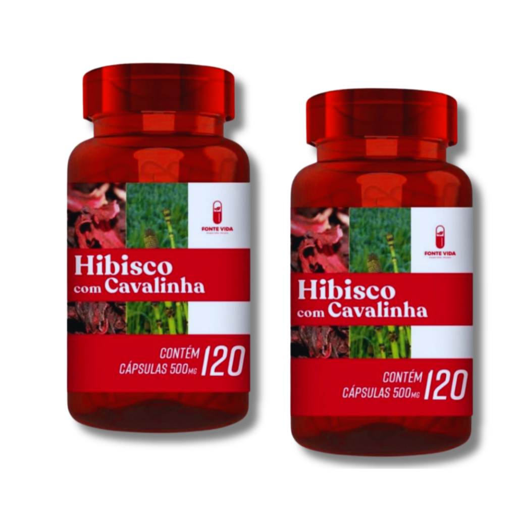 Kit 02 Hibisco com Cavalinha 500mg 240 Cápsulas - Fonte Vida | Shopee ...
