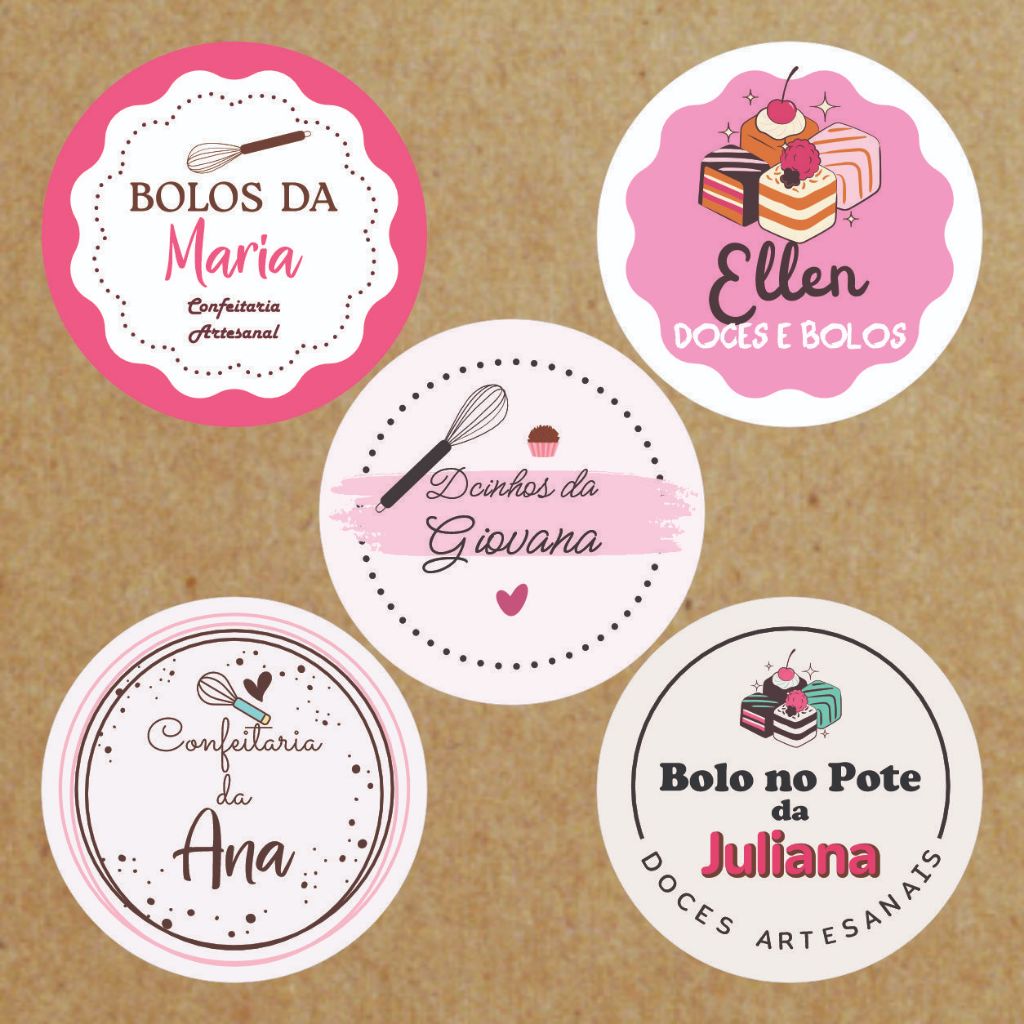 Kit 90 Adesivos Decorativos Personalizados Para Bolo no Pote Doces ...
