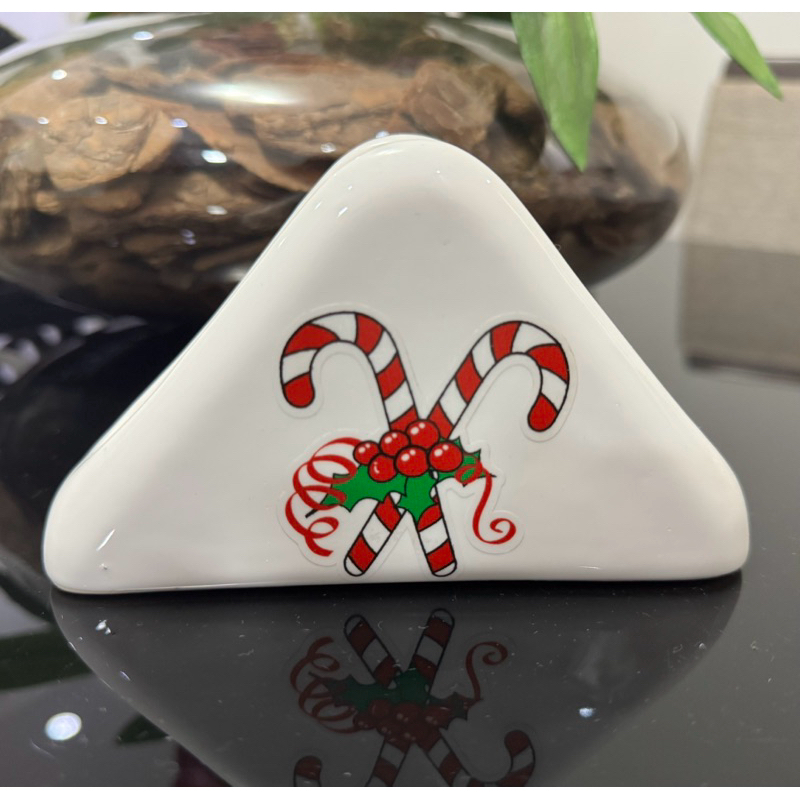 Porta Guardanapo de Mesa em Cerâmica Decorado Natal