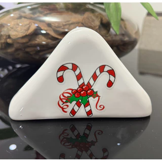 Porta Guardanapo de Mesa em Cerâmica Decorado Natal