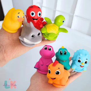 Kit 4 Brinquedos de Banho para Bebês Dino Fundo do Mar Patinhos Vila Toy