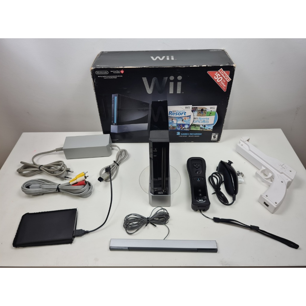 Nintendo Wii Preto Completo Desbloqueado Na Caixa Com HD Shopee Brasil