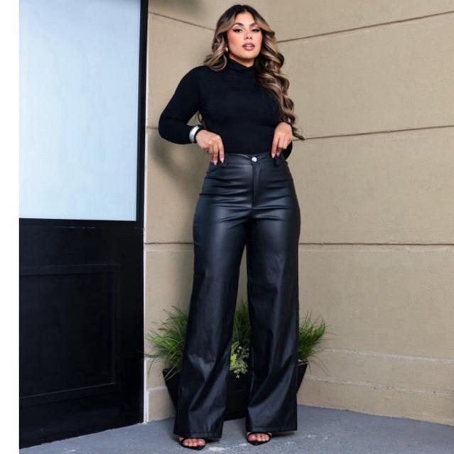 Calça Preta Look Balada CalÃ§a Flare Calça Feminina Pantalona