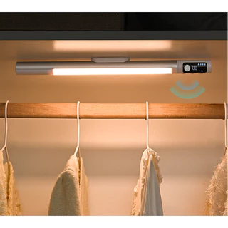 Lâmpada Noturna LED com Visor Digital e Sensor de Movimento Sem Fio USB Recarregável - 3 Cores