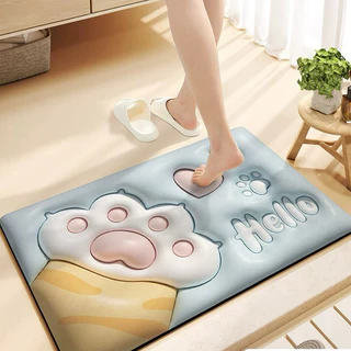 Tapete de Banheiro Efeito visual 3D Antiderrapante Super Absorvente Saída Chuveiro Box Super Absorvente 58x38cm-