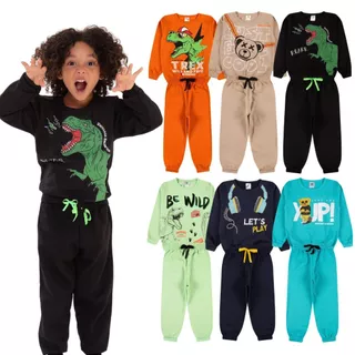 Kit Sortido 6 Peças de Roupas Masculino Infantil Inverno – 3 blusas casacos + 3 calças de 1 ao 10
