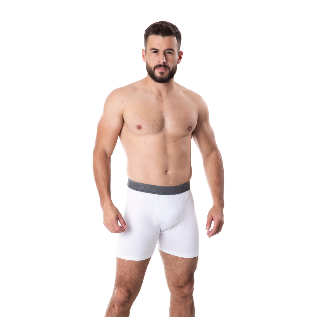Kit 5 Cueca Boxer Long Leg Ciclista Microfibra Lisa Ligner