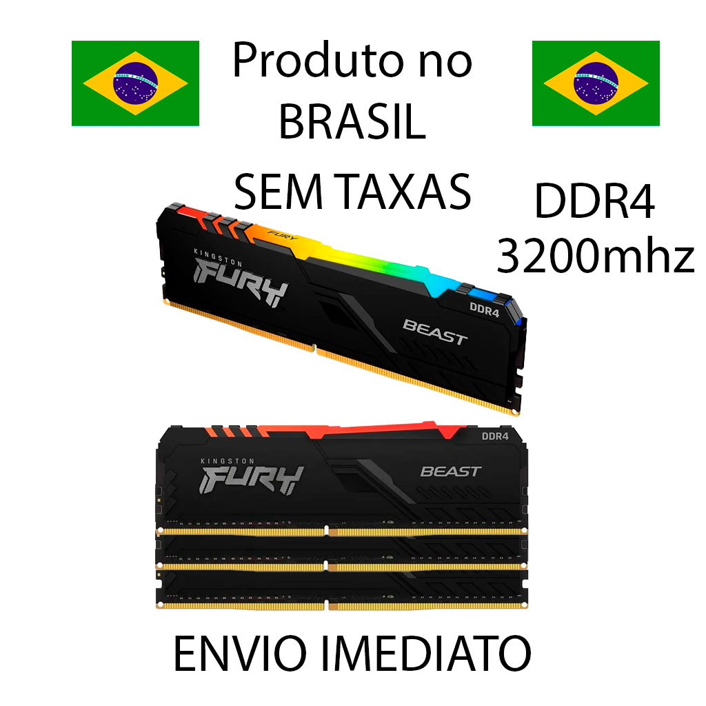 Memória RAM DDR4 Kingston Fury 8gb 3200mhz RGB NO BRASIL