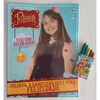 Revista POLIANA Desenhos p/ Colorir + GIZ DE CERA 5 CORES em Oferta na Shopee