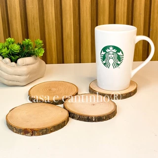 Kit 4 Porta Copos, Xícaras e Canecas de Bambu para Mesa Posta