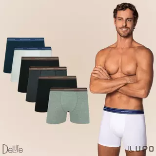 Kit De 6 Cuecas Originais Lupo Boxer Box Básica Em Algodão Cotton Com Elastano