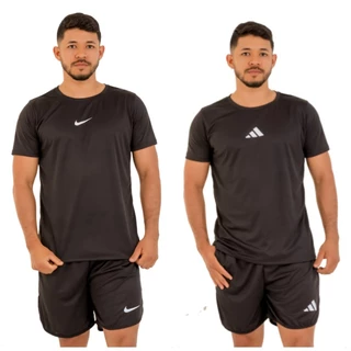 Kit Short + Camisa Marca Academia DryFit Preto Tamanho M