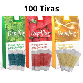 100 Tiras De Cera Pronta Sobrancelhas Buço Doméstico Profissional Natural Morango Hortelã Depilflax