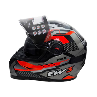Capacete Fw3 Gtx Fox Grafite E Vermelho Com Óculos Interno