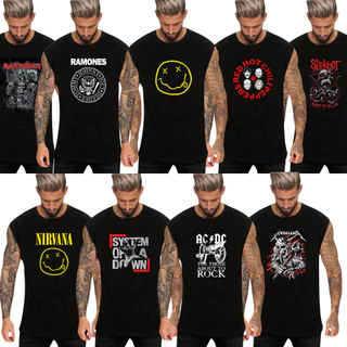 KIt 3 Regata Masculina Banda De Rock Camisa Nirvana Ramones Slipknot Acdc Red Hot