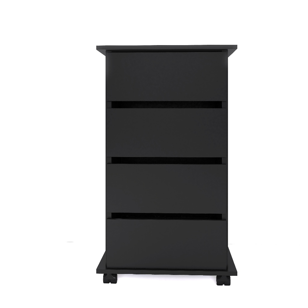 Gaveteiro Com Rodinha Multiuso Organizador Branco/Preto
