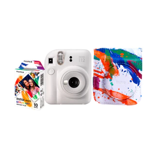 Câmera Instantânea Fujifilm Kit Instax Mini 12 + 10 Films + Bolsa - Cor Branco Azul Lilás Verde Rosa