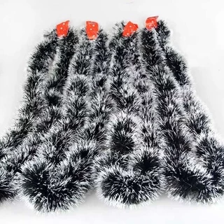 Kit Com 4 Enfeite De Arvore De Natal Festão Nevado 8cm X 2m