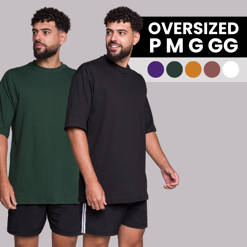 Camiseta Oversized Basica Streetwear Masculina Gola Alta Algodão 30.1