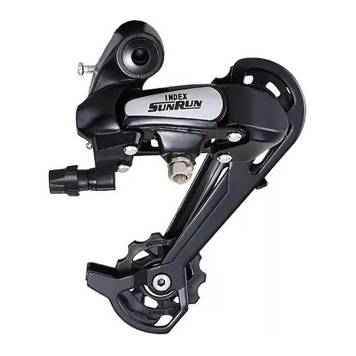 Cambio Traseiro Sunrun 7v Index Preto Cage Longo Bike Mtb