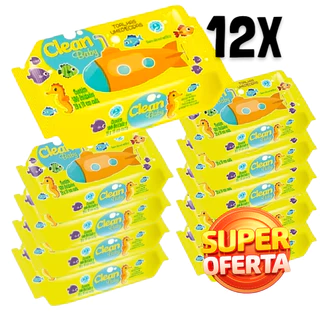 Caixa 12 Pacotes Toalhas Umedecidas Clean Baby com 100 cada em Oferta na Shopee