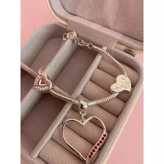 Pulseira de Prata com Pingente de Coração Simples