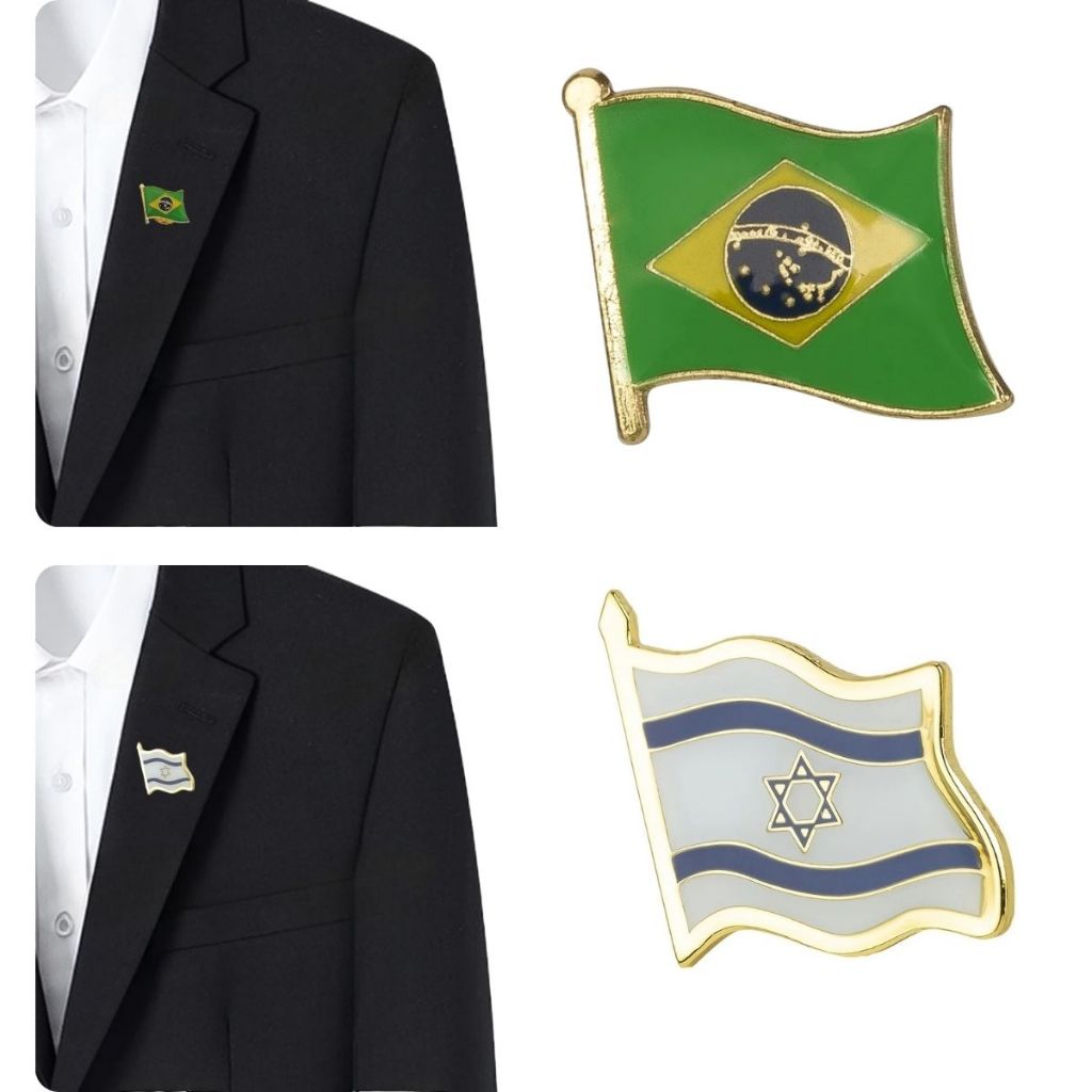 Pin Botton Broche Lapela Brasil Israel Bandeira Patria Amada