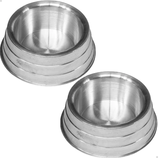 Kit 2 Comedouro Vasilha Alumínio Pesado Cachorro Pote Ração Água 700ML