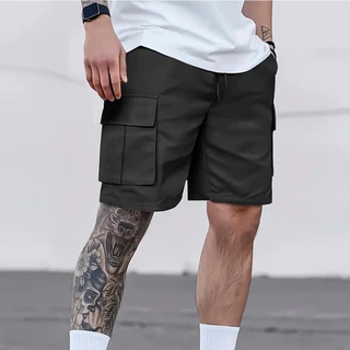 Bermuda Cargo Masculina Casual Short Sarja Bolsos Laterais
