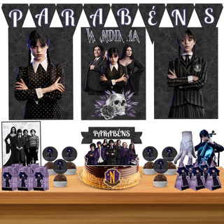Kit Decoração Festa Wandinha Completa Monta Fácil 50 Itens