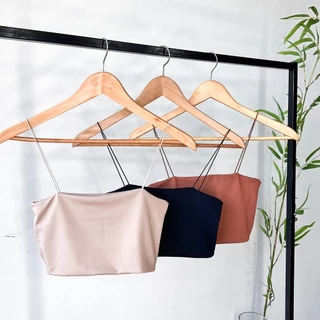 Kit 3 Cropped Feminino Top Faixa Alças Finas Elásticos Básico Forro Duplo Suplex
